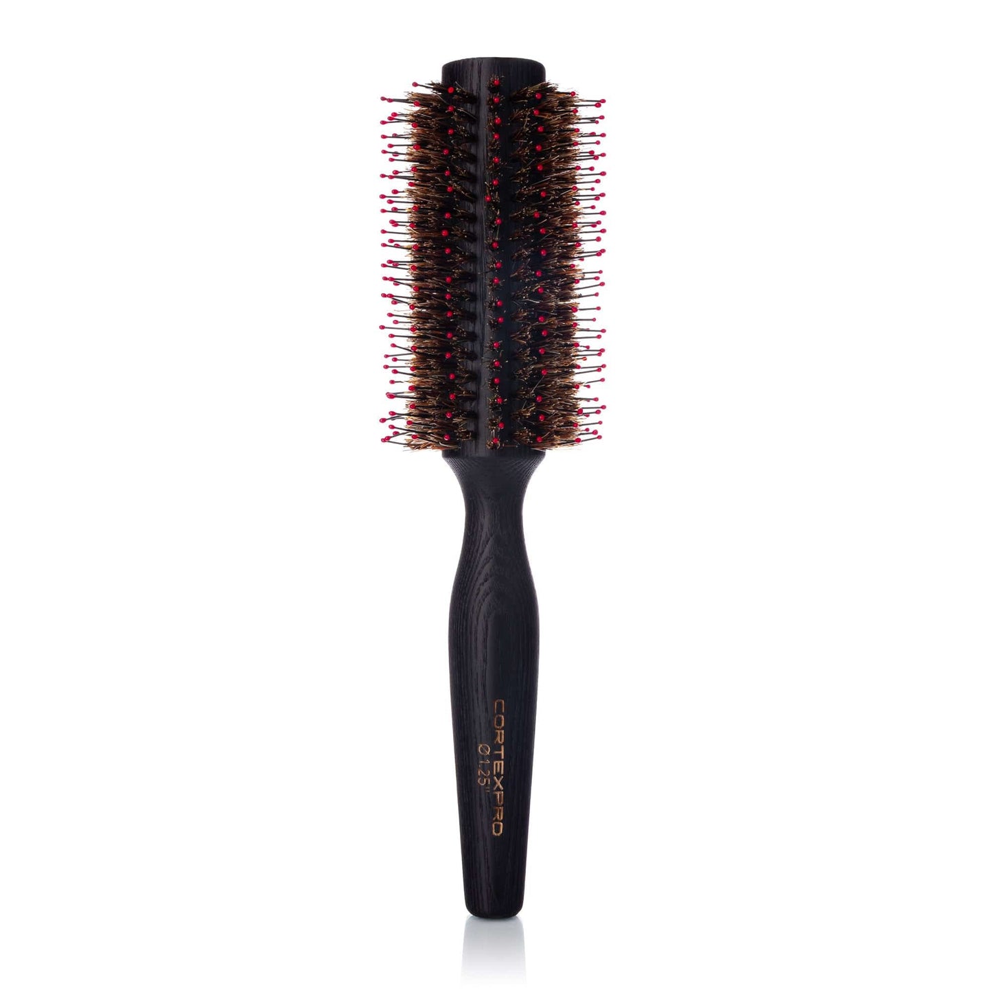 BoarProBrush | Cepillo Redondo de 1.25 Pulgadas Activado por Calor | Cerdas de Jabalí + Nailon | Madera Marrón