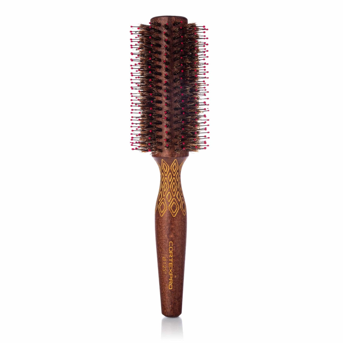 BoarProBrush | Cepillo Redondo de 1.25 Pulgadas Activado por Calor | Cerdas de Jabalí + Nailon | Madera Marrón
