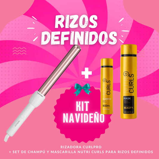 Kit Rizos Definidos: Rizadora Curl Pro + Champú y Acondicionador Nutri Curls