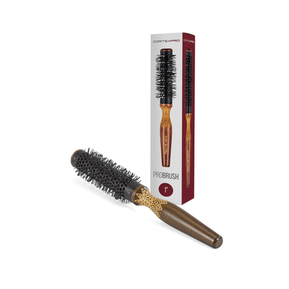 ProBrush | Cepillo Redondo Térmico con Cambio de Color por Calor Activo | Madera Marrón