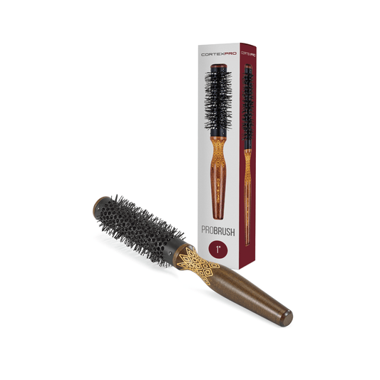 ProBrush | Cepillo Redondo Térmico con Cambio de Color por Calor Activo | Madera Marrón